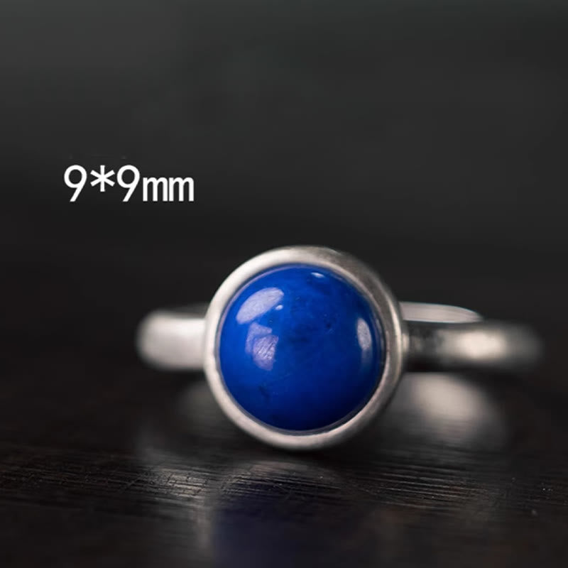 Pierścionek balansowy z naturalnym, regulowanym lazurytem z lapis lazuli i srebra próby 925 z Buddha Stones - image 1