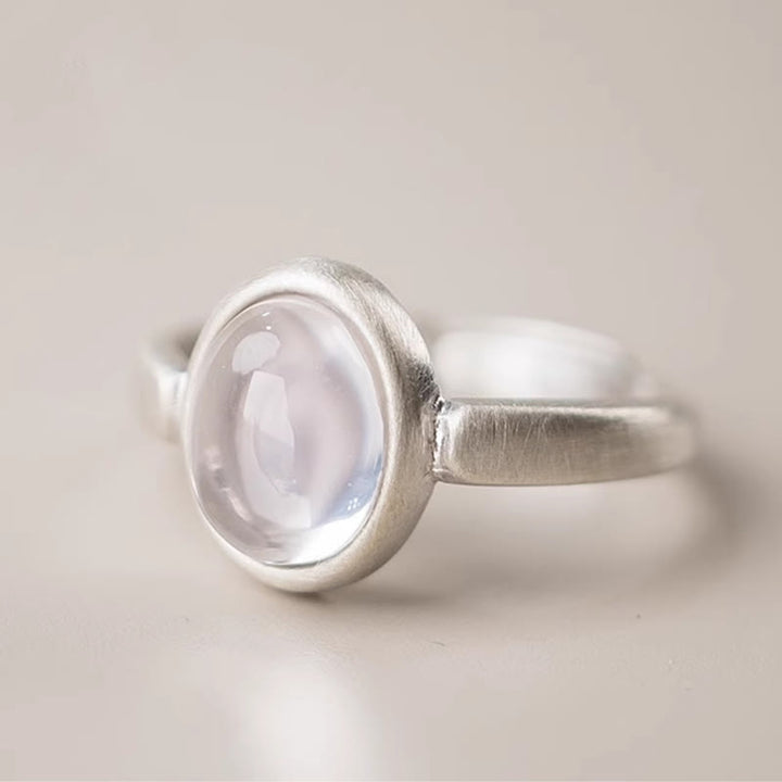 Buddha Stones Naturalne 925 Srebro Sterling Różowy Kryształ Regulowany Pierścień Rozgrzewający