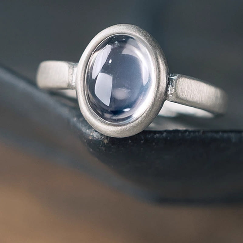 Buddha Stones Naturalne 925 Srebro Sterling Różowy Kryształ Regulowany Pierścień Rozgrzewający