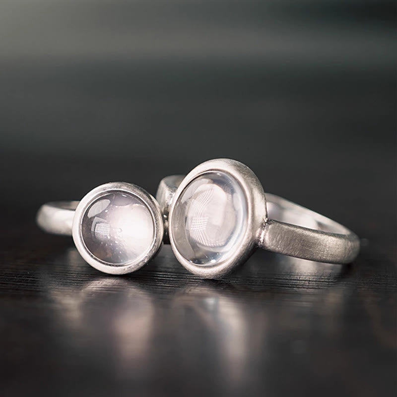Buddha Stones Naturalne 925 Srebro Sterling Różowy Kryształ Regulowany Pierścień Rozgrzewający - Styl (około 9*11 mm) - image 0
