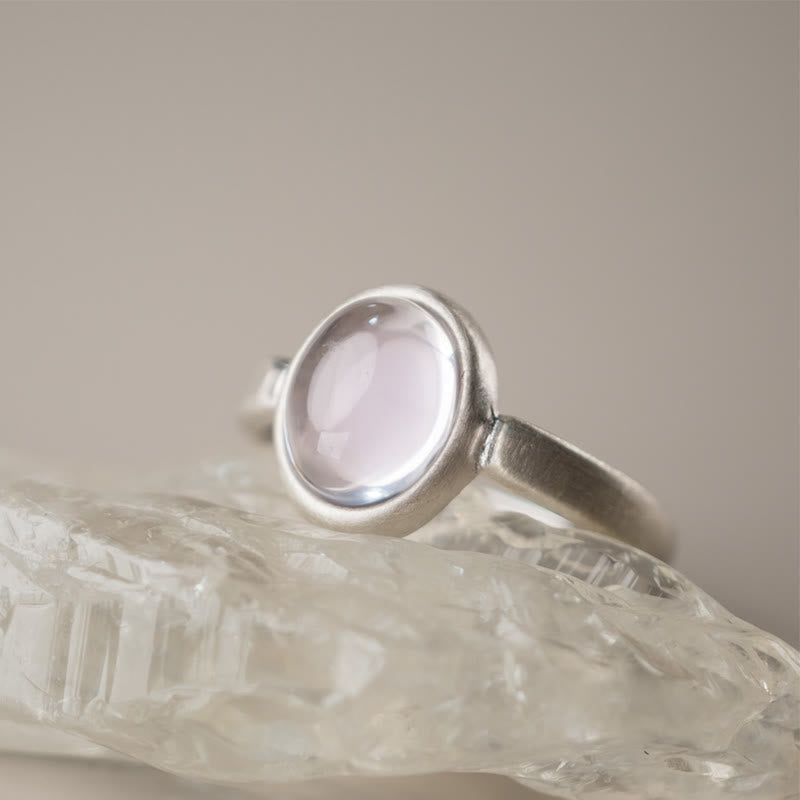 Buddha Stones Naturalne 925 Srebro Sterling Różowy Kryształ Regulowany Pierścień Rozgrzewający