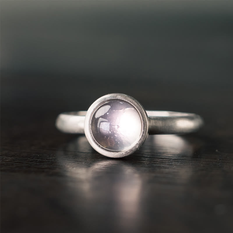 Buddha Stones Naturalne 925 Srebro Sterling Różowy Kryształ Regulowany Pierścień Rozgrzewający