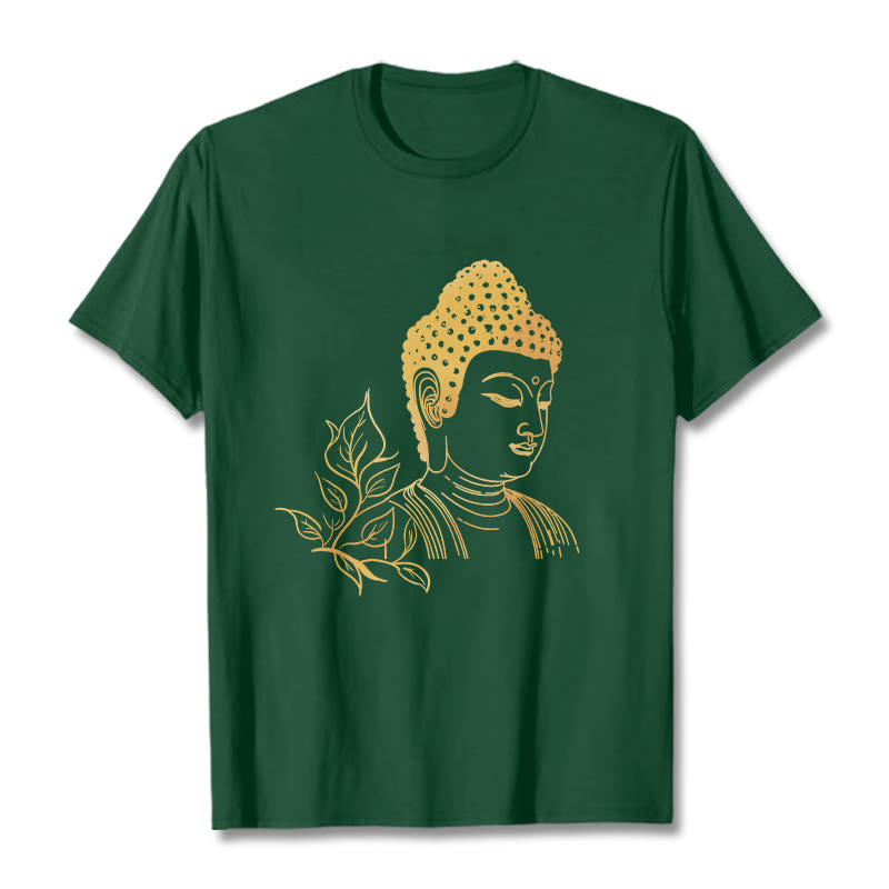Buddha Stones Złote Liście Medytacja Budda T-shirt - ForestGreen - 2XL - image 11