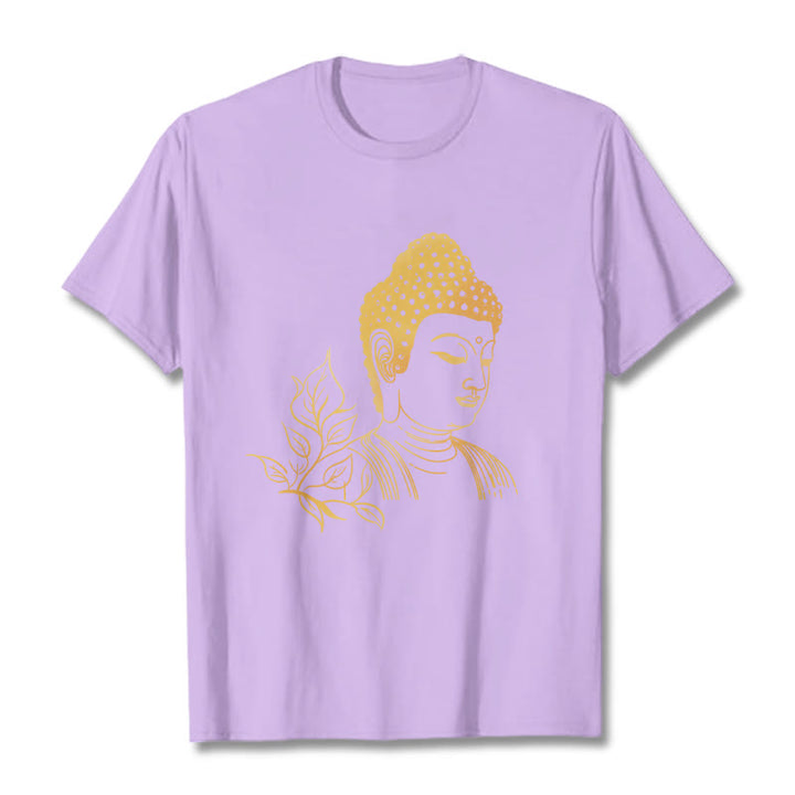 Buddha Stones Złote Liście Medytacja Budda T-shirt - Śliwka - 2XL - image 17