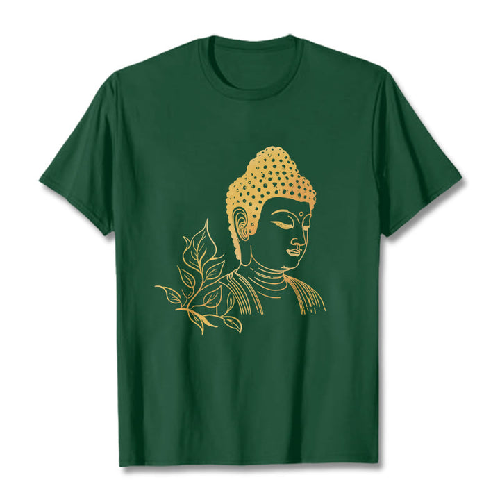 Buddha Stones Złote Liście Medytacja Budda T-shirt - ForestGreen - 2XL - image 10