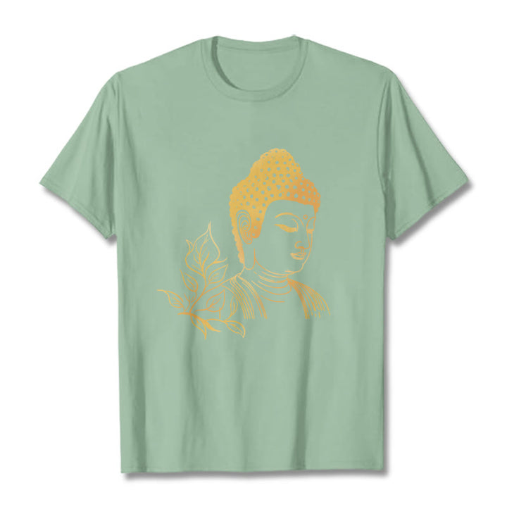 Buddha Stones Złote Liście Medytacja Budda T-shirt - PaleGreen - 2XL - image 14
