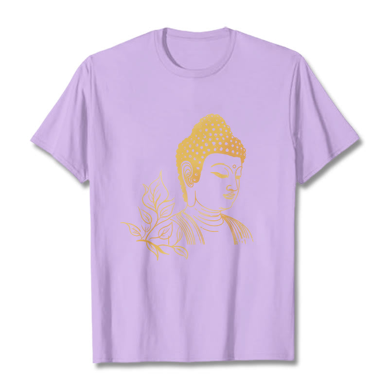 Buddha Stones Złote Liście Medytacja Budda T-shirt - Śliwka - 2XL - image 16