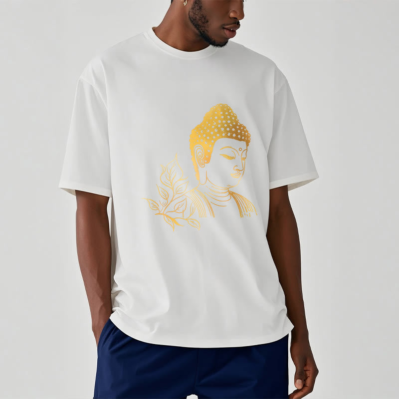Buddha Stones Złote Liście Medytacja Budda T-shirt - image 6