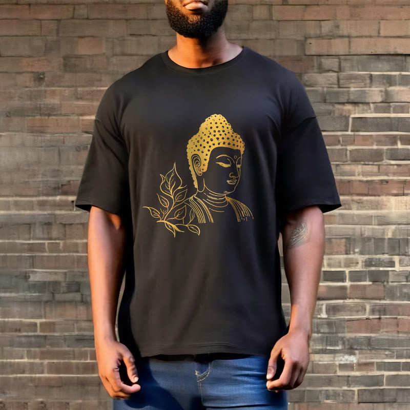 Buddha Stones Złote Liście Medytacja Budda T-shirt - image 2