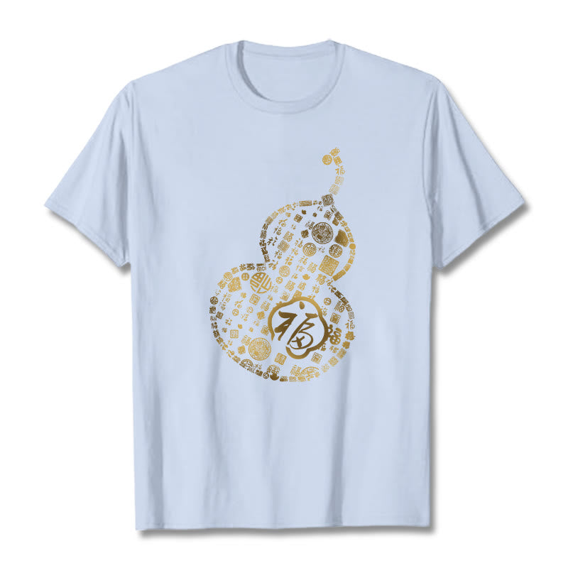 Koszulka z nadrukiem Buddha Stones Gourd Fu Charakter T-shirt - Jasnoniebieski - 2XL - image 18