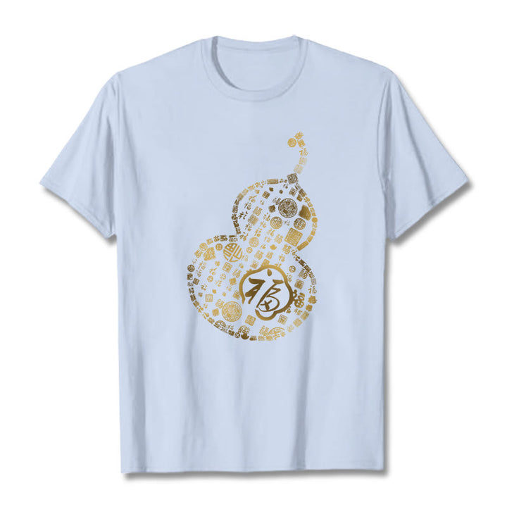 Koszulka z nadrukiem Buddha Stones Gourd Fu Charakter T-shirt - Jasnoniebieski - 2XL - image 18
