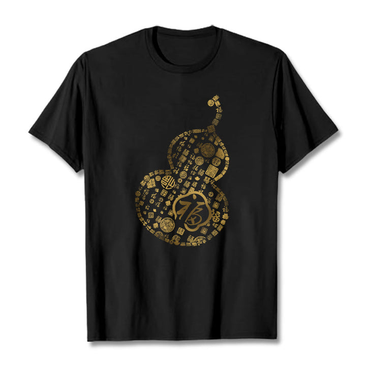 Koszulka z nadrukiem Buddha Stones Gourd Fu Charakter T-shirt - Czarny - 2XL - image 0