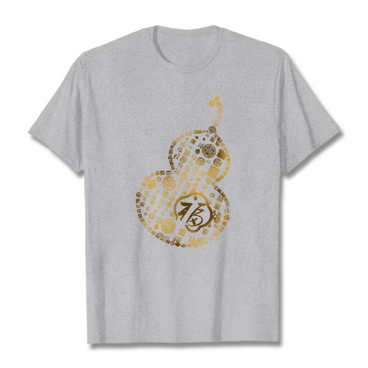 Koszulka z nadrukiem Buddha Stones Gourd Fu Charakter T-shirt - Jasnoszary - 2XL - image 19