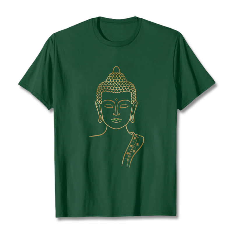 Buddha Stones Złoty Budda w Głębokiej Medytacji Koszulka T-shirt - ForestGreen - 2XL - image 0