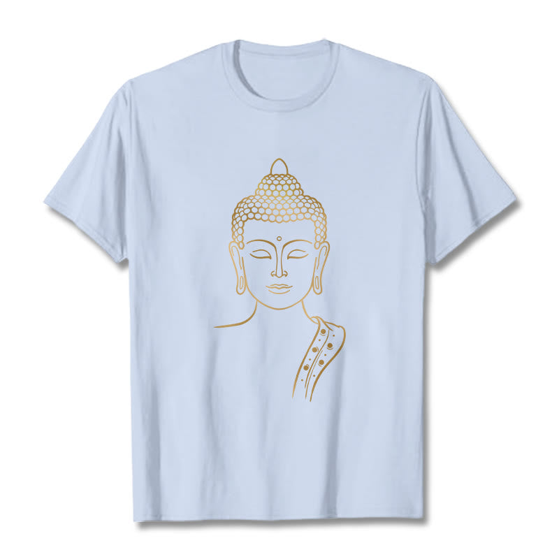 Buddha Stones Złoty Budda w Głębokiej Medytacji Koszulka T-shirt - Jasnoniebieski - 2XL - image 18