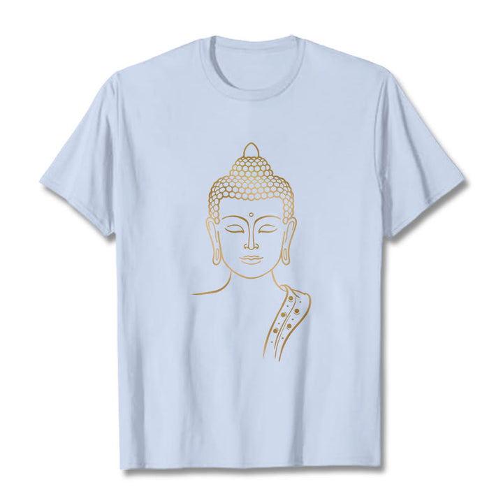 Buddha Stones Złoty Budda w Głębokiej Medytacji Koszulka T-shirt - Jasnoniebieski - 2XL - image 18