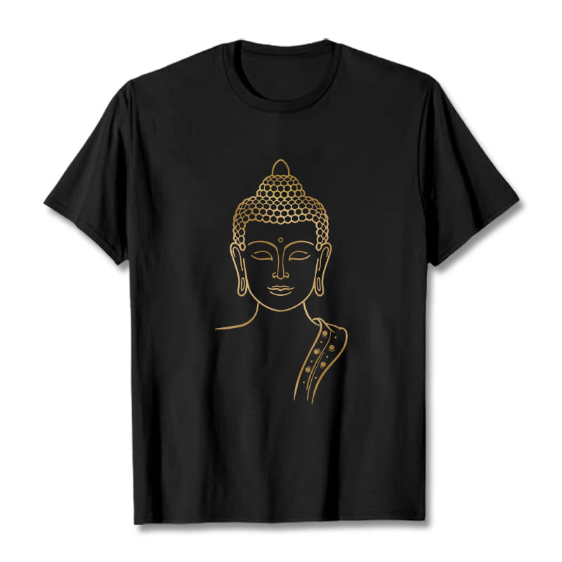 Buddha Stones Złoty Budda w Głębokiej Medytacji Koszulka T-shirt - Czarny - 2XL - image 6
