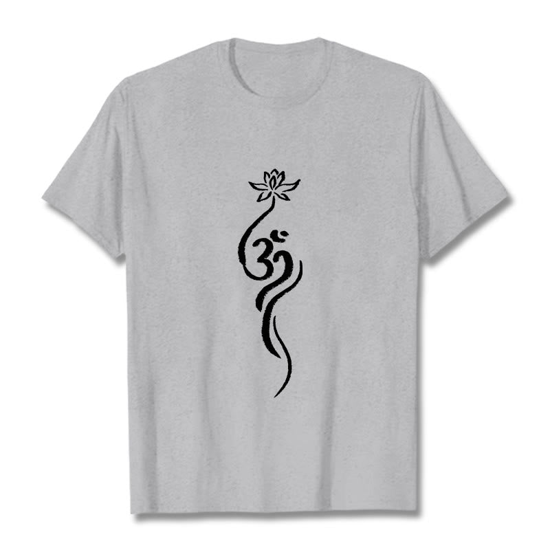 Koszulka z nadrukiem Buddha Stones Lotosu Om Design Tee - Jasnoszary - 2XL - image 19