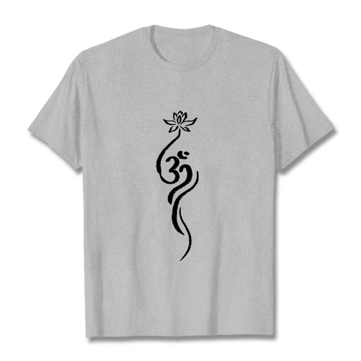 Koszulka z nadrukiem Buddha Stones Lotosu Om Design Tee - Jasnoszary - 2XL - image 19
