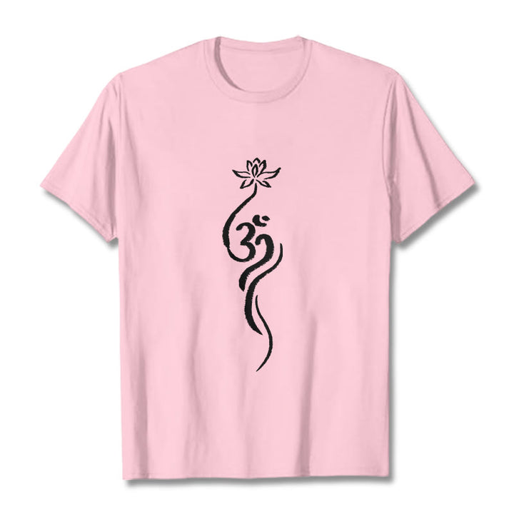 Koszulka z nadrukiem Buddha Stones Lotosu Om Design Tee - Jasnoróżowy - 2XL - image 12