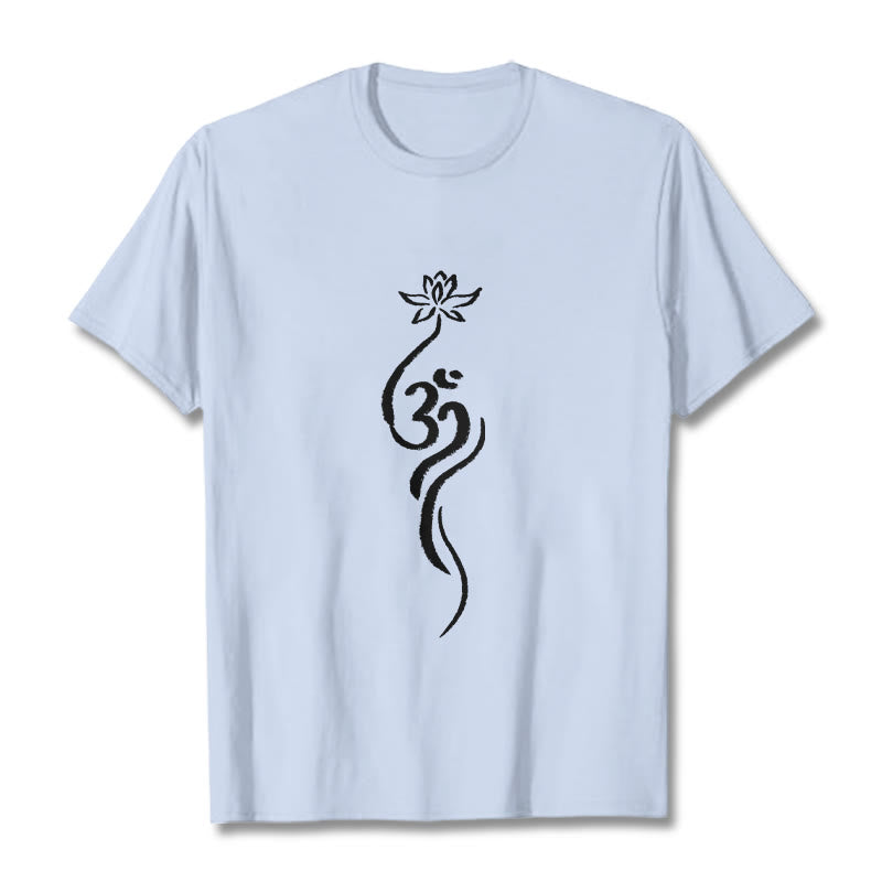 Koszulka z nadrukiem Buddha Stones Lotosu Om Design Tee - Jasnoniebieski - 2XL - image 18