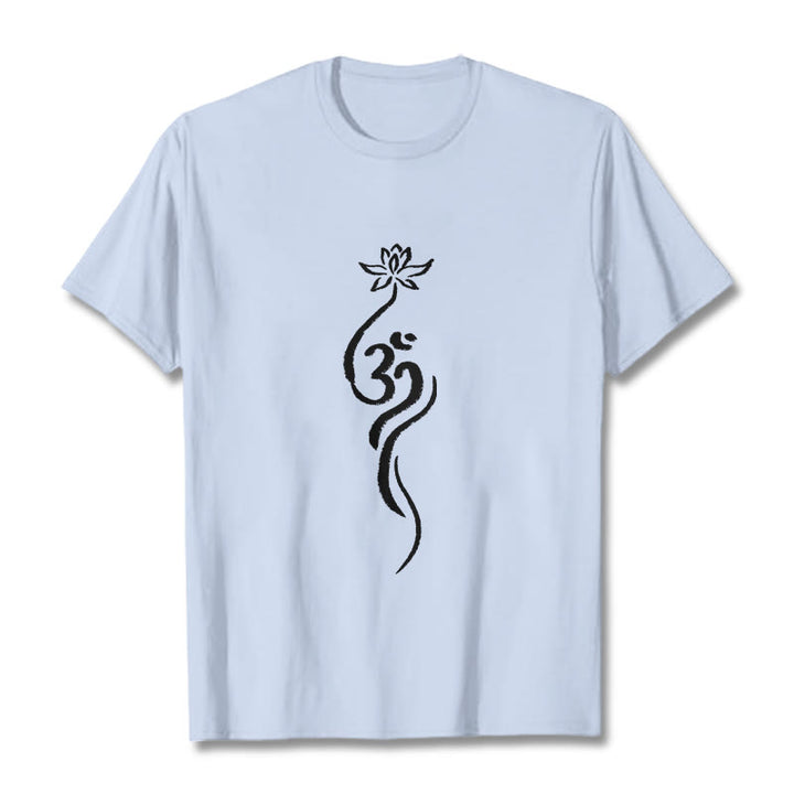 Koszulka z nadrukiem Buddha Stones Lotosu Om Design Tee - Jasnoniebieski - 2XL - image 18