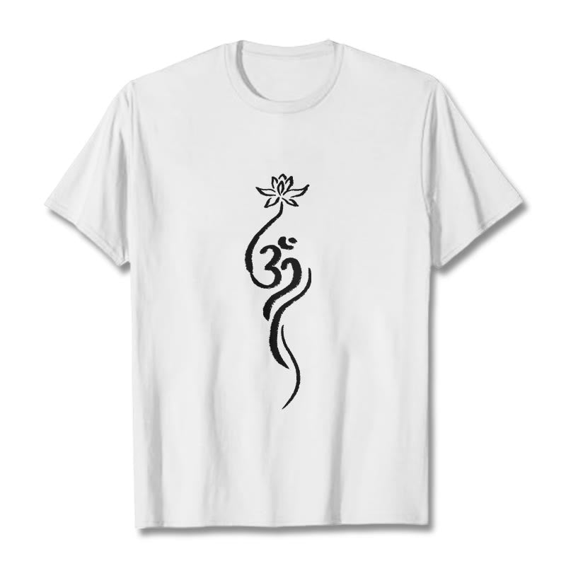 Koszulka z nadrukiem Buddha Stones Lotosu Om Design Tee - Biały - 2XL - image 0
