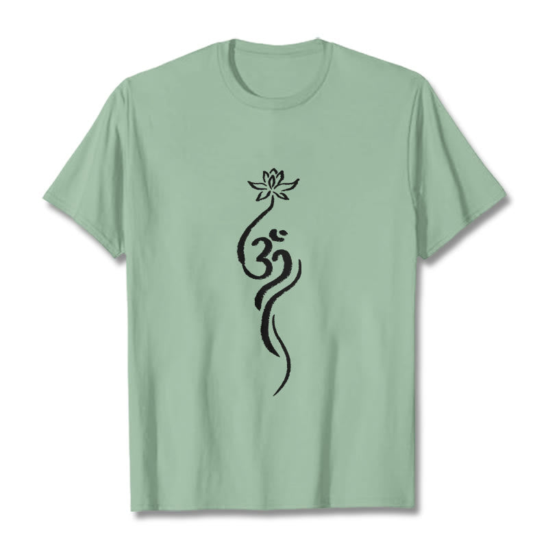 Koszulka z nadrukiem Buddha Stones Lotosu Om Design Tee - PaleGreen - 2XL - image 14