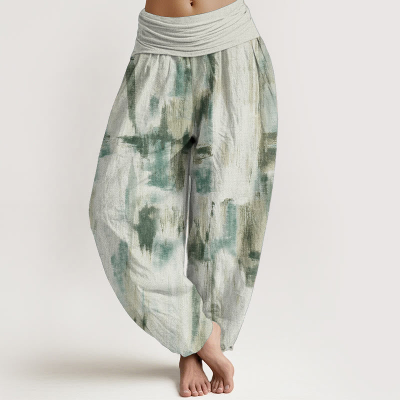 Buddha Stones Czysta bawełna Tie Dye Wzór Projekt Damskie Spodnie Harem Elastyczny Pas - Miodowa spadź - US22, UK/AU26, EU54 (6XL) - image 0