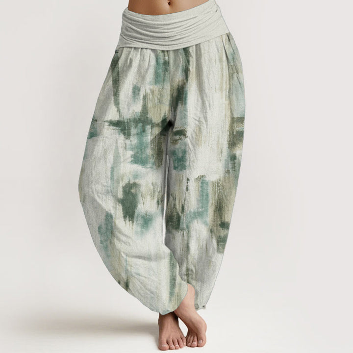 Buddha Stones Czysta bawełna Tie Dye Wzór Projekt Damskie Spodnie Harem Elastyczny Pas - Miodowa spadź - US22, UK/AU26, EU54 (6XL) - image 0