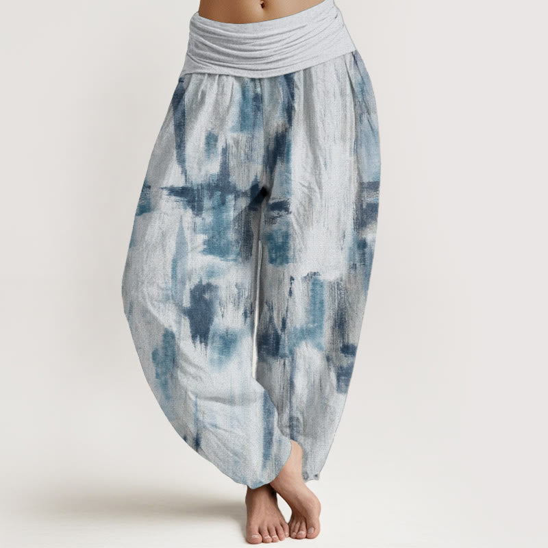 Buddha Stones Czysta bawełna Tie Dye Wzór Projekt Damskie Spodnie Harem Elastyczny Pas - AliceBlue - US22, UK/AU26, EU54 (6XL) - image 8