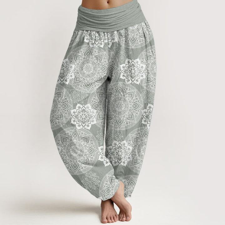 Buddha Stones Czysta bawełna Casual Okrągły Mandala Kwiatowy Wzór Damskie Spodnie Harem Elastyczna Talia - MintCream - US22, UK/AU26, EU54 (6XL) - image 8
