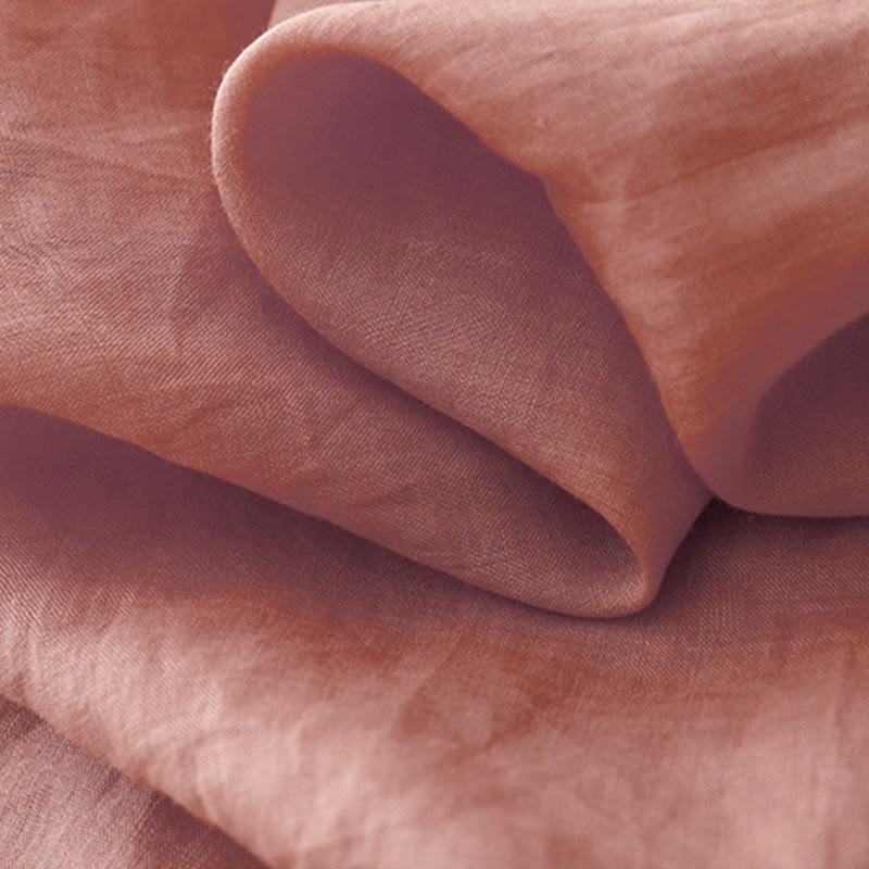 Buddha Stones Artystyczny Czysty Kolor Haftowany Przedni Guzik Projekt Damska Bawełniana Koszula Kardigan Z Pół Rękawem - image 7