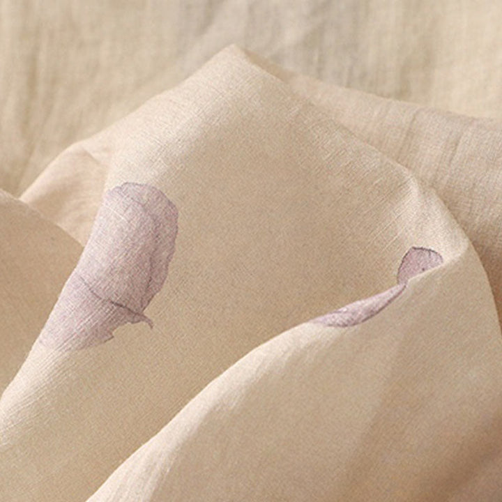 Koszula damska z bawełny i lnu z rękawem trzy czwarte, haftowane Buddha Stones, liście - image 12