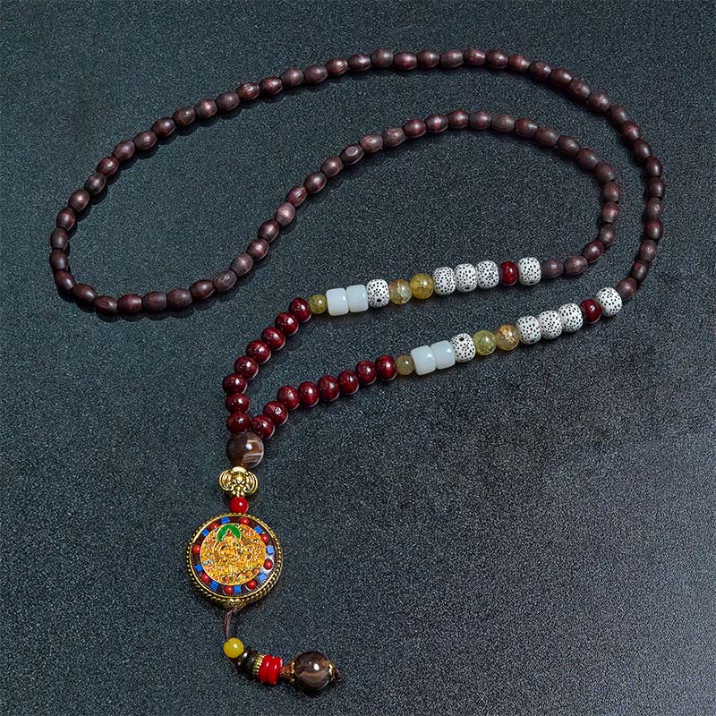 Buddha Stones tybetańskie ręcznie robione koraliki drewniane Om Mani Padme Hum Samantabhadra bodhisattwa czystość naszyjnik wisiorek - image 9