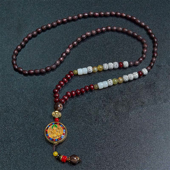 Buddha Stones tybetańskie ręcznie robione koraliki drewniane Om Mani Padme Hum Samantabhadra bodhisattwa czystość naszyjnik wisiorek - image 9
