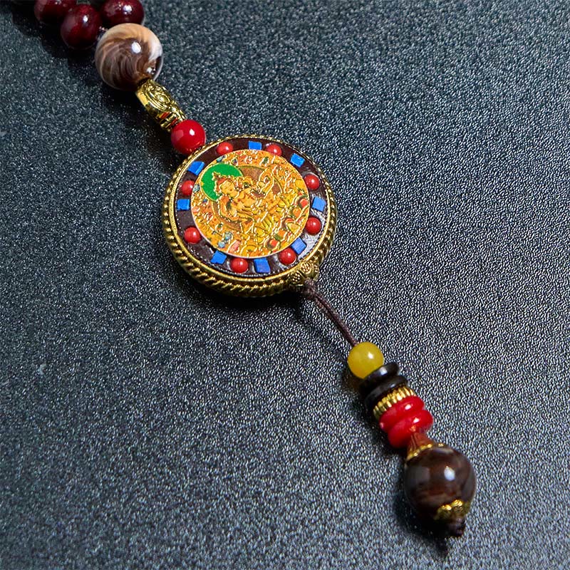 Buddha Stones tybetańskie ręcznie robione koraliki drewniane Om Mani Padme Hum Samantabhadra bodhisattwa czystość naszyjnik wisiorek - image 15