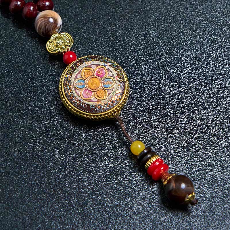 Buddha Stones tybetańskie ręcznie robione koraliki drewniane Om Mani Padme Hum Samantabhadra bodhisattwa czystość naszyjnik wisiorek - image 14