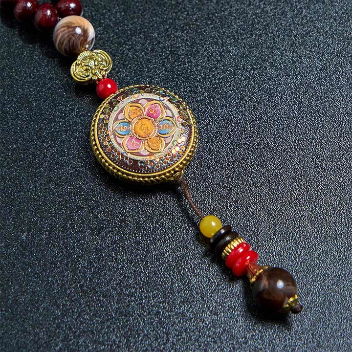 Buddha Stones tybetańskie ręcznie robione koraliki drewniane Om Mani Padme Hum Samantabhadra bodhisattwa czystość naszyjnik wisiorek - image 14