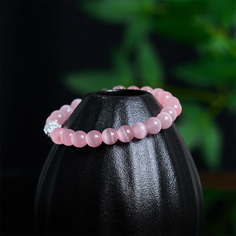 Naturalne Buddha Stones Kocie oko ze srebra próby 990, bransoletka PiXiu Positive