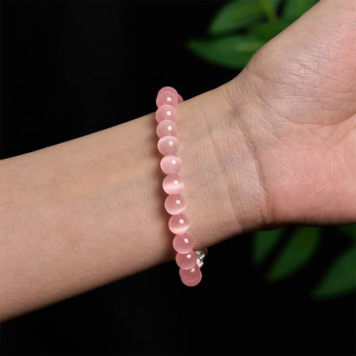 Naturalne Buddha Stones Kocie oko ze srebra próby 990, bransoletka PiXiu Positive