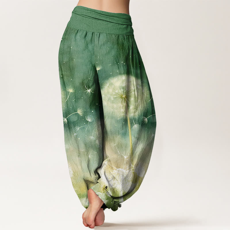 Buddha Stones Casual Dandelion Pattern Damskie Spodnie Harem z Elastyczną Talią - image 9