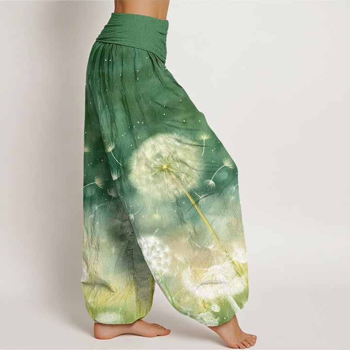 Buddha Stones Casual Dandelion Pattern Damskie Spodnie Harem z Elastyczną Talią - image 10