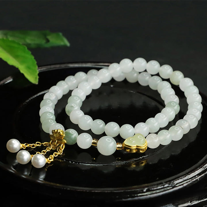 Buddha Stones Naturalne Tianshan Jade Lotus Gourd Podwójne Koło Bransoletka Dobrobytu