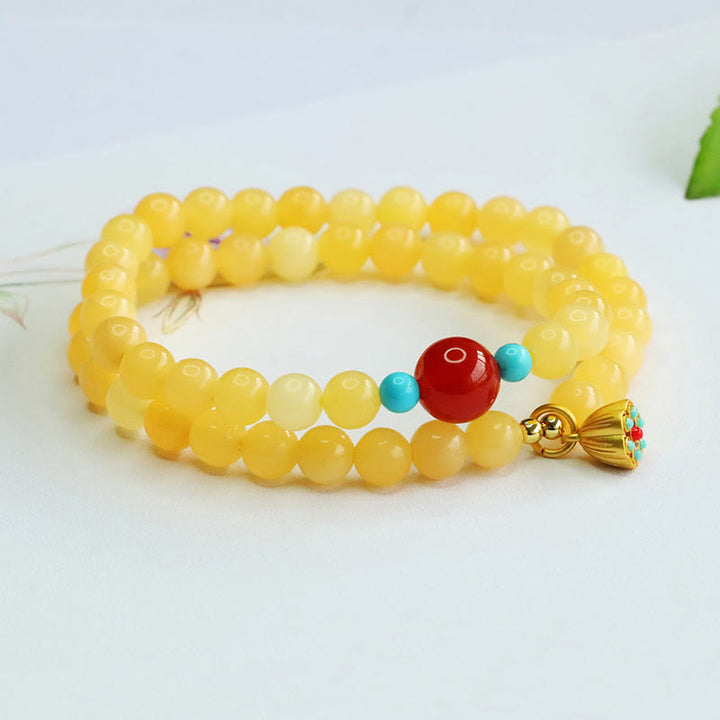 Buddha Stones Topaz Red Agat Bead Fortune