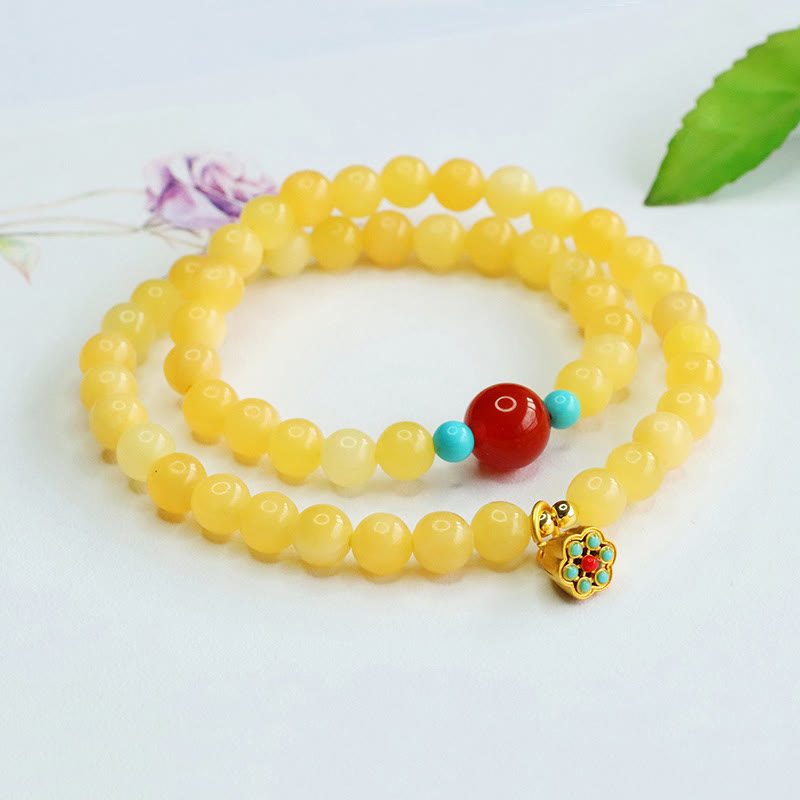Buddha Stones Topaz Red Agat Bead Fortune