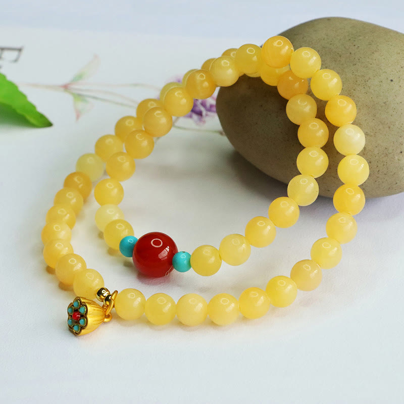 Buddha Stones Topaz Red Agat Bead Fortune