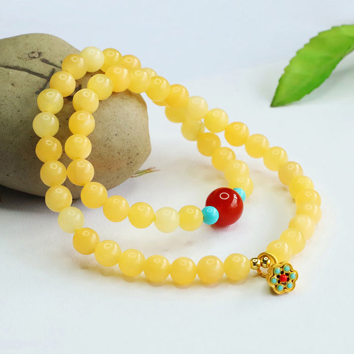 Buddha Stones Topaz Red Agat Bead Fortune