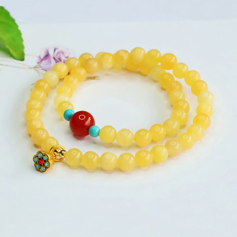 Buddha Stones Topaz Red Agat Bead Fortune