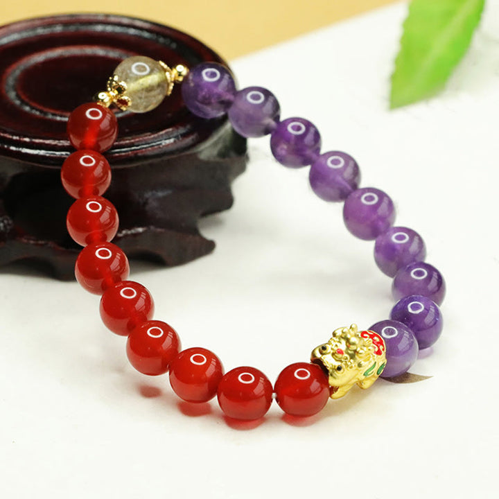 Buddha Stones Naturalny Ametyst Czerwony Agat Pi Xiu Balance